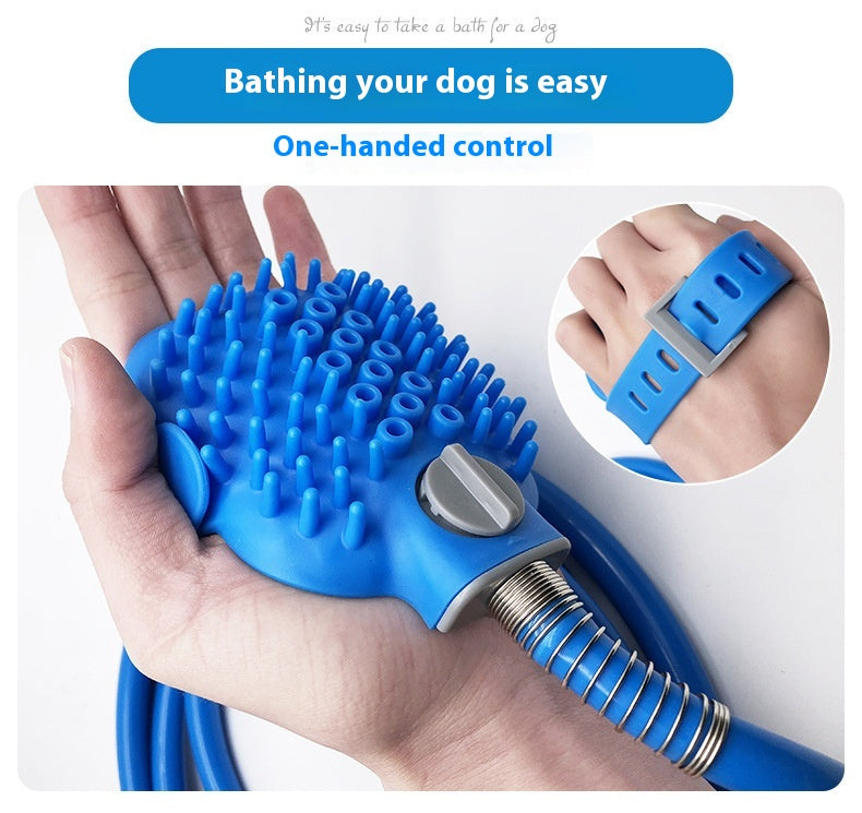 Silicone Pet Bathing Gloves With Handheld Shower Brush