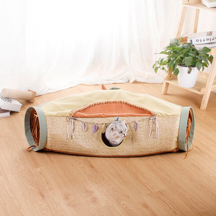Rotating Pet Tunnel Toy With Drill Hole Design