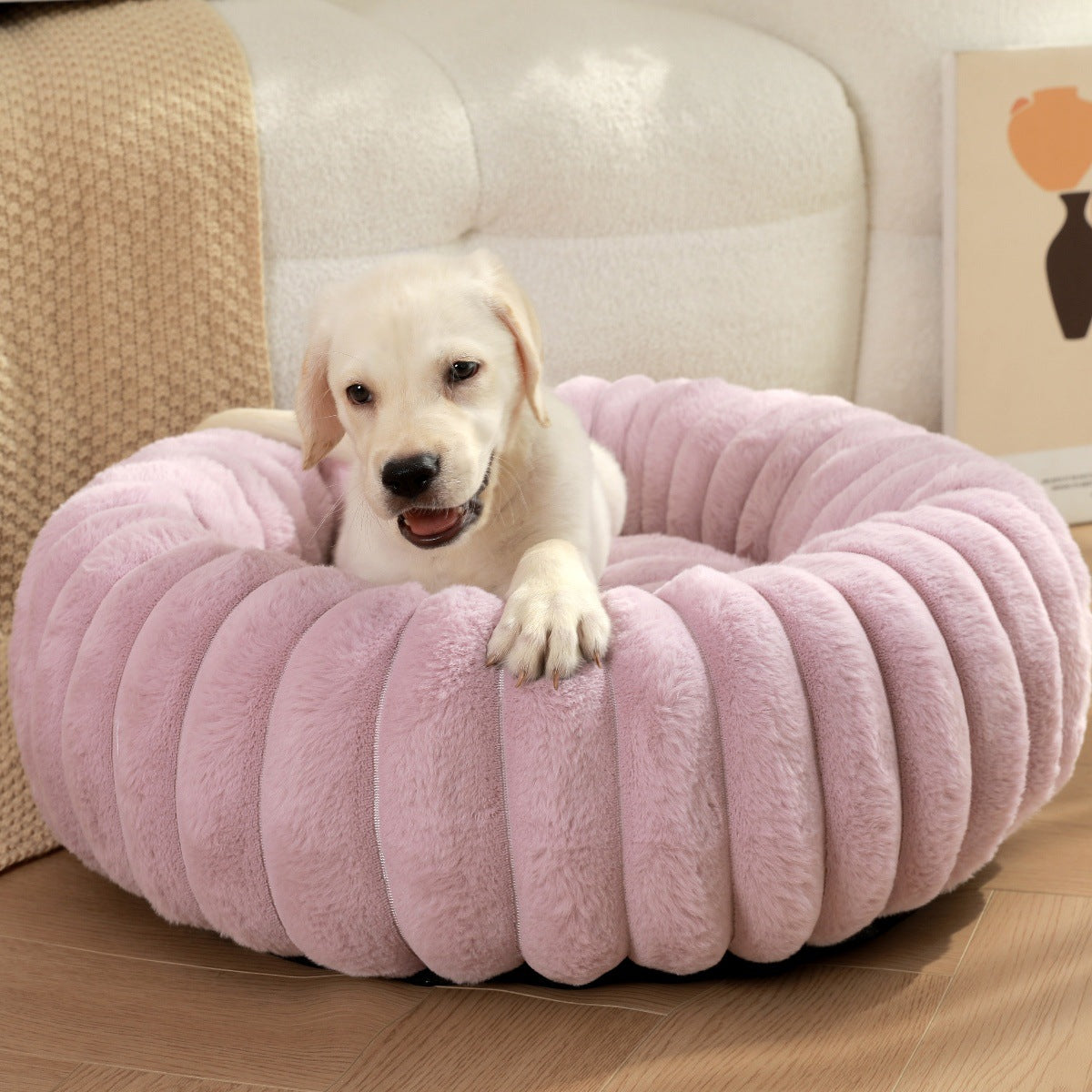 Plush Warm Round Pet Nest Bed Soft Winter Kennel