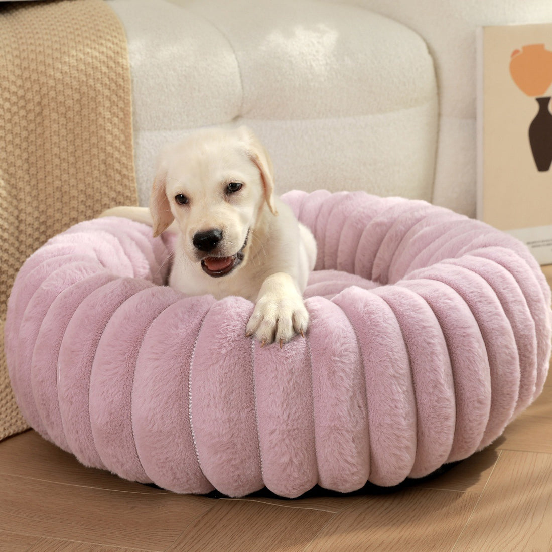 Plush Warm Round Pet Nest Bed Soft Winter Kennel