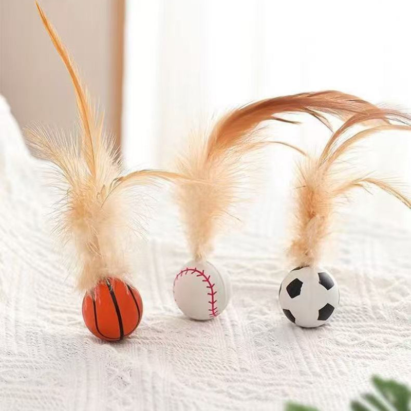 Interactive Pet Toy Balls With Feather Bouncy Design
