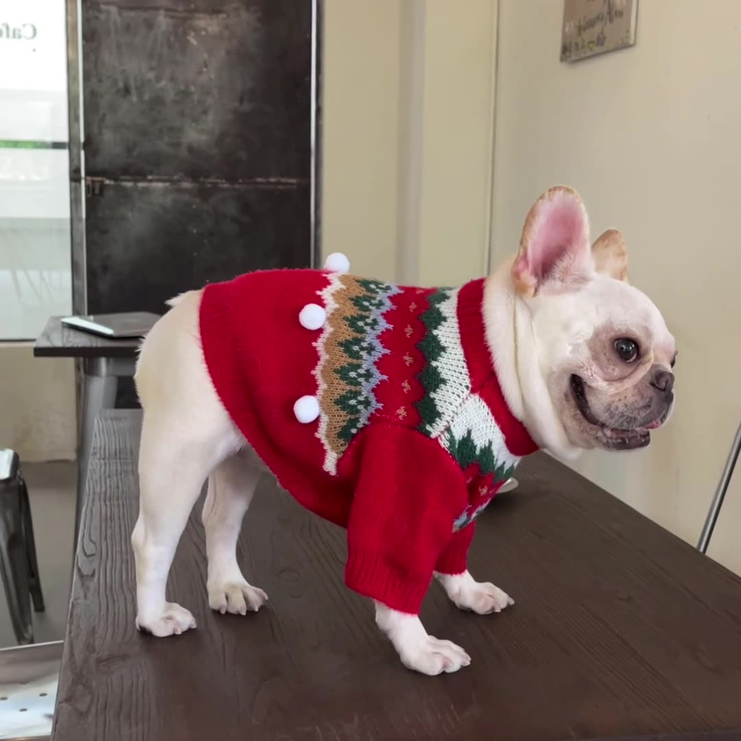 Festive Christmas Pet Sweater Holiday Party Apparel Wear