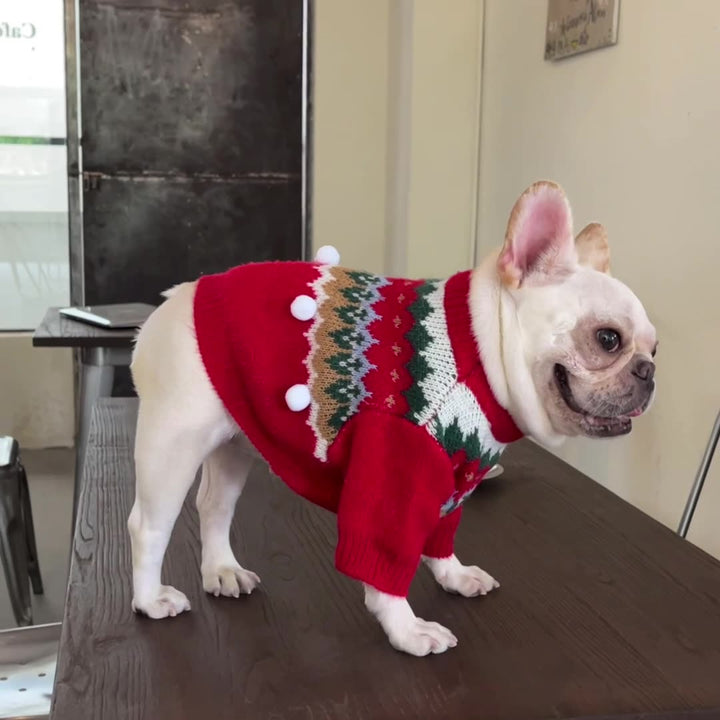Festive Christmas Pet Sweater Holiday Party Apparel Wear