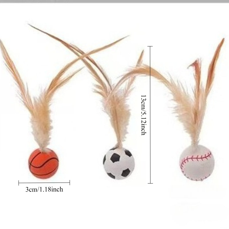 Interactive Pet Toy Balls With Feather Bouncy Design