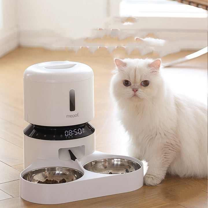 Pet Capsule Automatic Feeding Double Bowl Dispenser