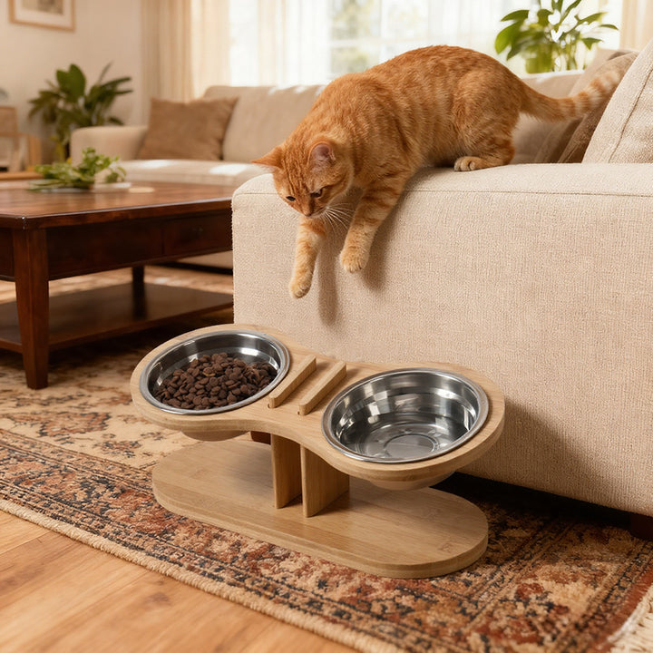 Pet Adjustable Tilted Feeding Bowl Stand