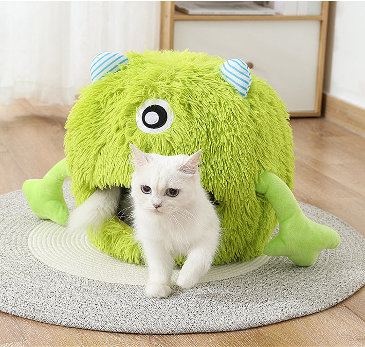 Machine Washable Fluffy Round Pet Bed Self Warming Cushion