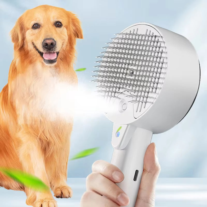 Electric Steam Pet Grooming Brush 3 In 1 Spray Comb