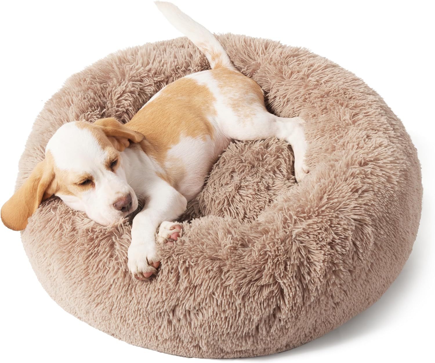 Pet Round Plush Bed Non-Slip Soft Fluffy Indoor Nest