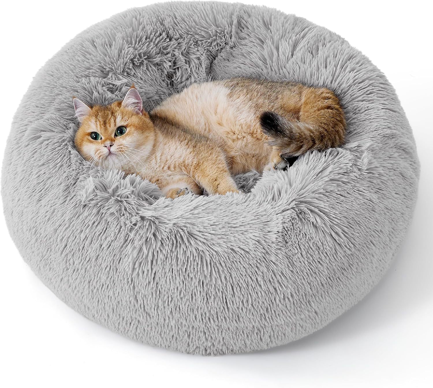 Pet Round Plush Bed Non-Slip Soft Fluffy Indoor Nest