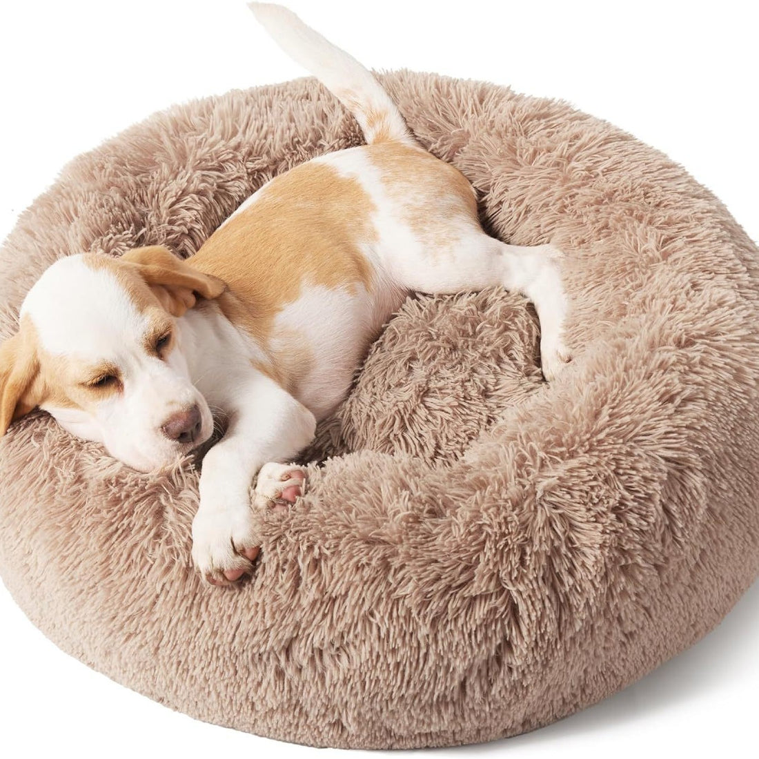 Pet Round Plush Bed Non-Slip Soft Fluffy Indoor Nest