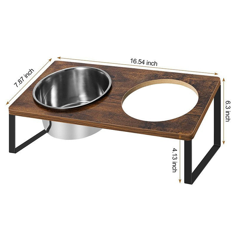 Wood And Iron Pet Feeding Bowl Stand Rack