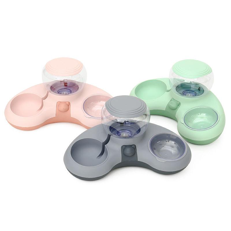 Pet Crescent Automatic Drinking Water Feeding Double Bowl