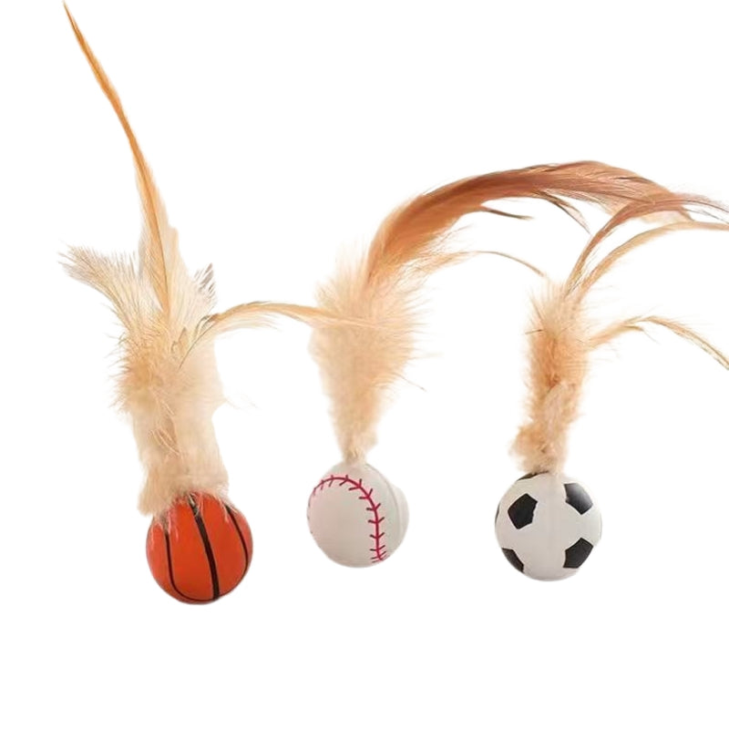 Interactive Pet Toy Balls With Feather Bouncy Design