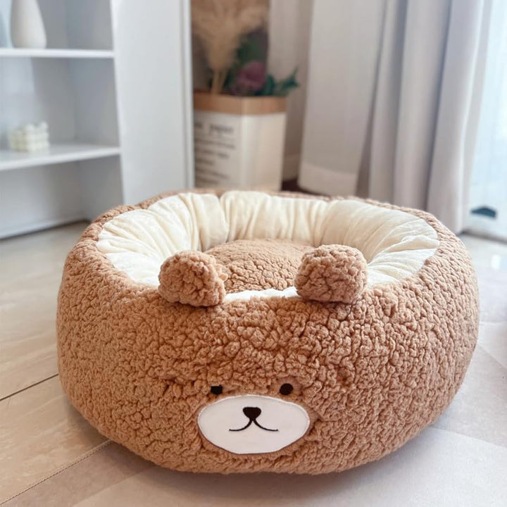 Cartoon Plush Round Pet Nest Bed Four Seasons Cushion
