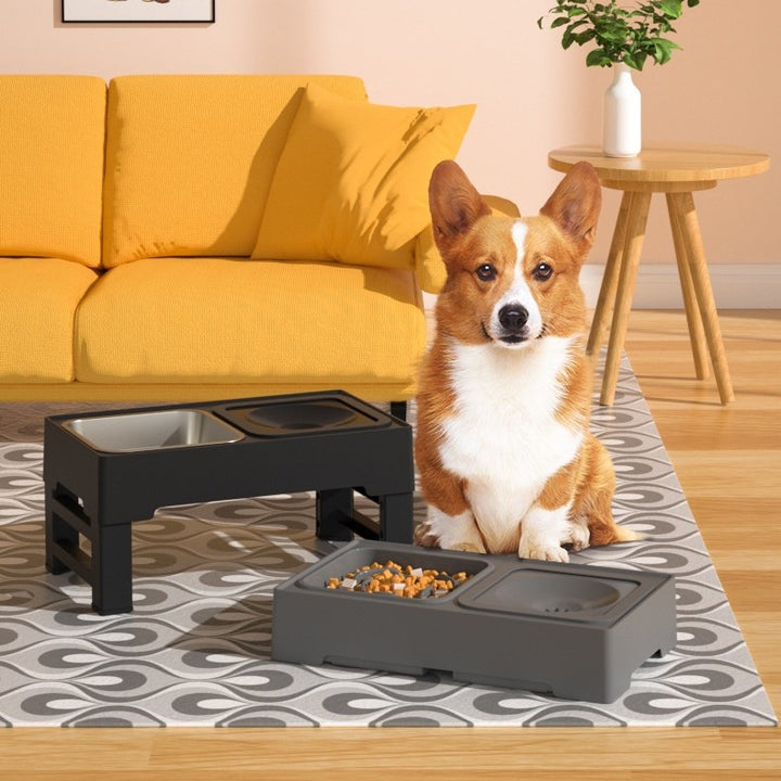Adjustable Height Stainless Steel Pet Double Feeding Bowl Stand