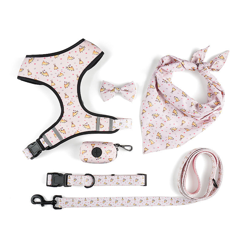 Bow Design Pet Harness And Leash Set